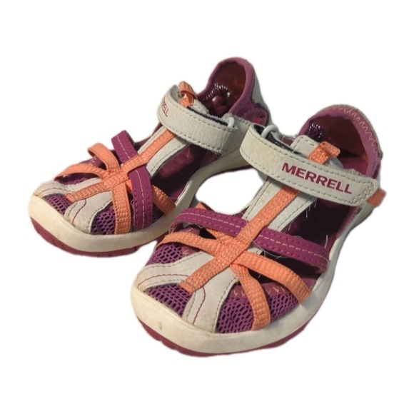 Merrell Kids Girls Dragonfly Outdoor Water Sandal Grey Coral Pink‎ Purple 10M - Picture 2 of 10